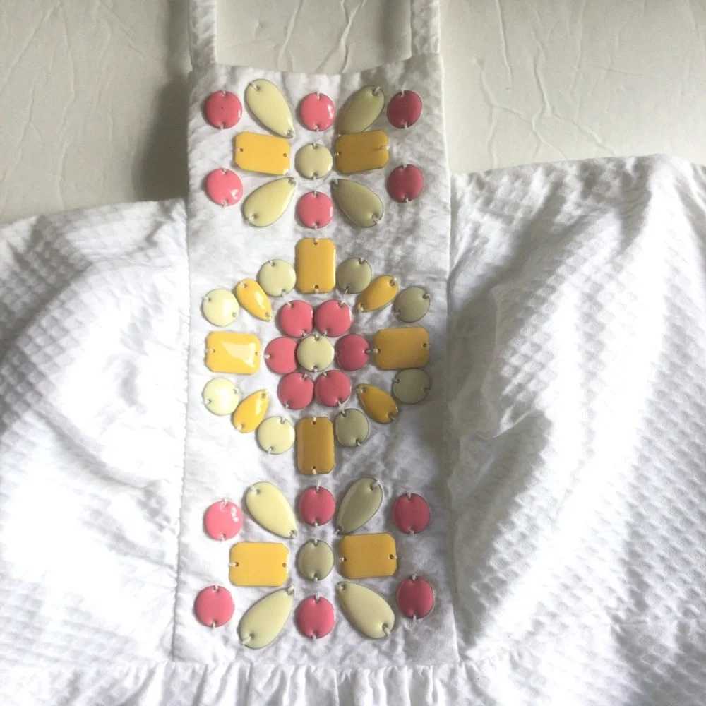 LILLY PULITZER WHITE COTTON EMBELLISHED HALTER DRESS SIZE 8 - Picture 8 of 16